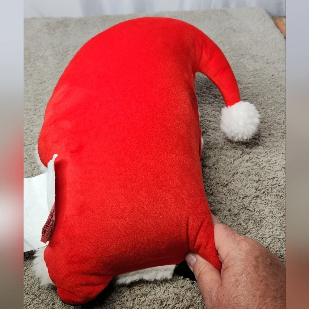 Christmas Shaped Santa Faux Shearling Throw Pillow Red/Ivory - Wondershop